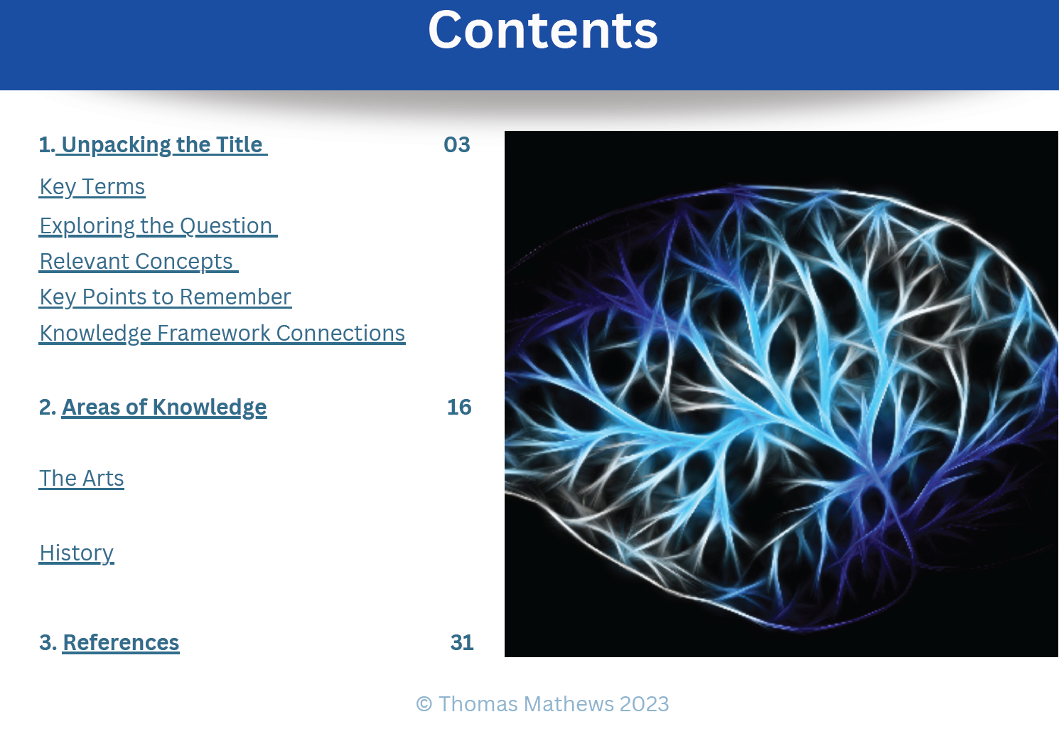 May 2024 Title 1 Subjectivity In History The Arts TOKLIFELINE   T1 CONTENTS 